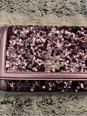 Coach Lilac Sequin Crossbody Clutch